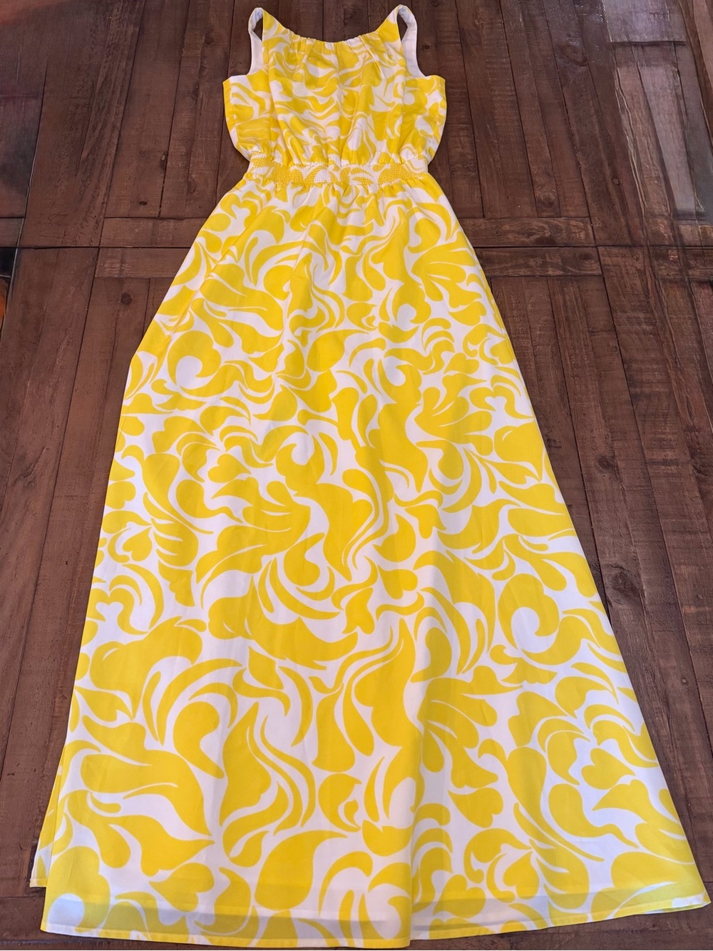 Ann Taylor Yellow and White Swirl Maxi Dress for Women